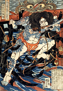 Nhân vật Trương Thuận trong tiểu thuyết Thủy hử được vẽ bởi Utagawa Toyokuni. Ảnh: nippon.com